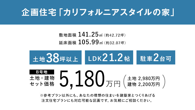 企画住宅「カリフォルニアスタイルの家」 価格