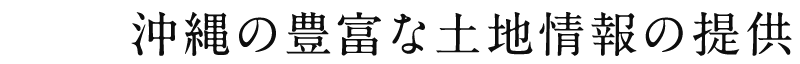 沖縄の豊富な土地情報の提供